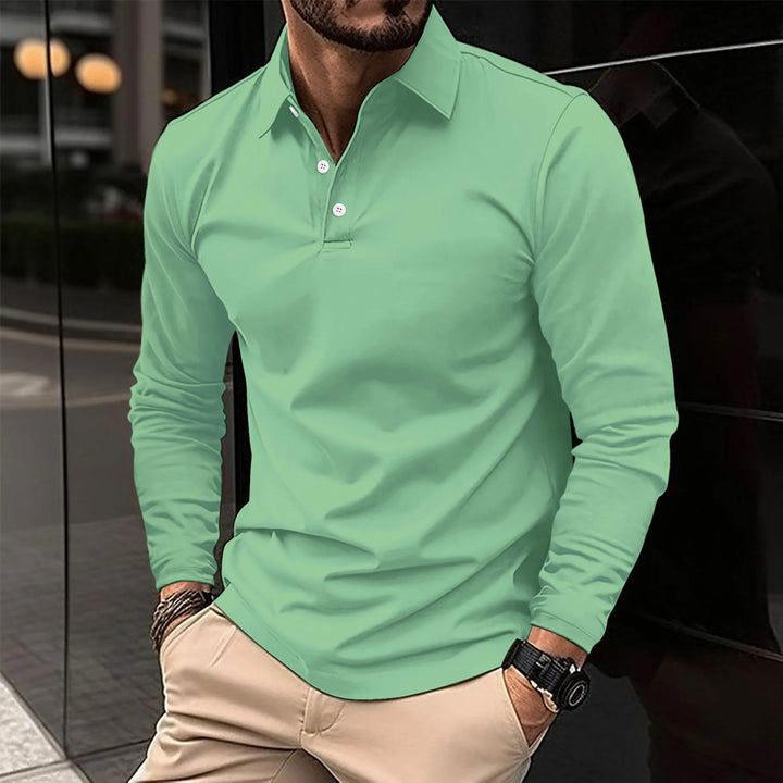 Modernes Herren Langarm-Poloshirt, ideal als Oberteil für Business & Freizeit mit elegantem Kragen.