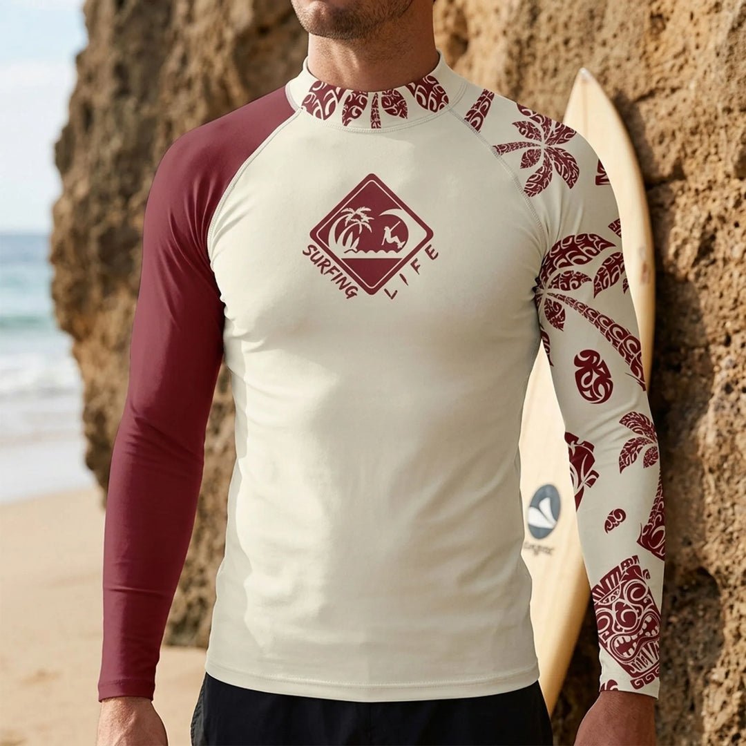 Herren Langarm-Schwimmshirt mit UV-Schutz, perfekt für Wassersport, Surfen und Schwimmen.