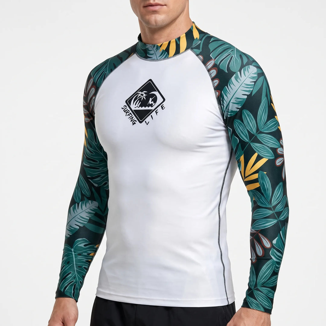 Herren Badebekleidung: Langarm-Schwimmshirt mit UV-Schutz für sicheres Surfen und Schwimmen.