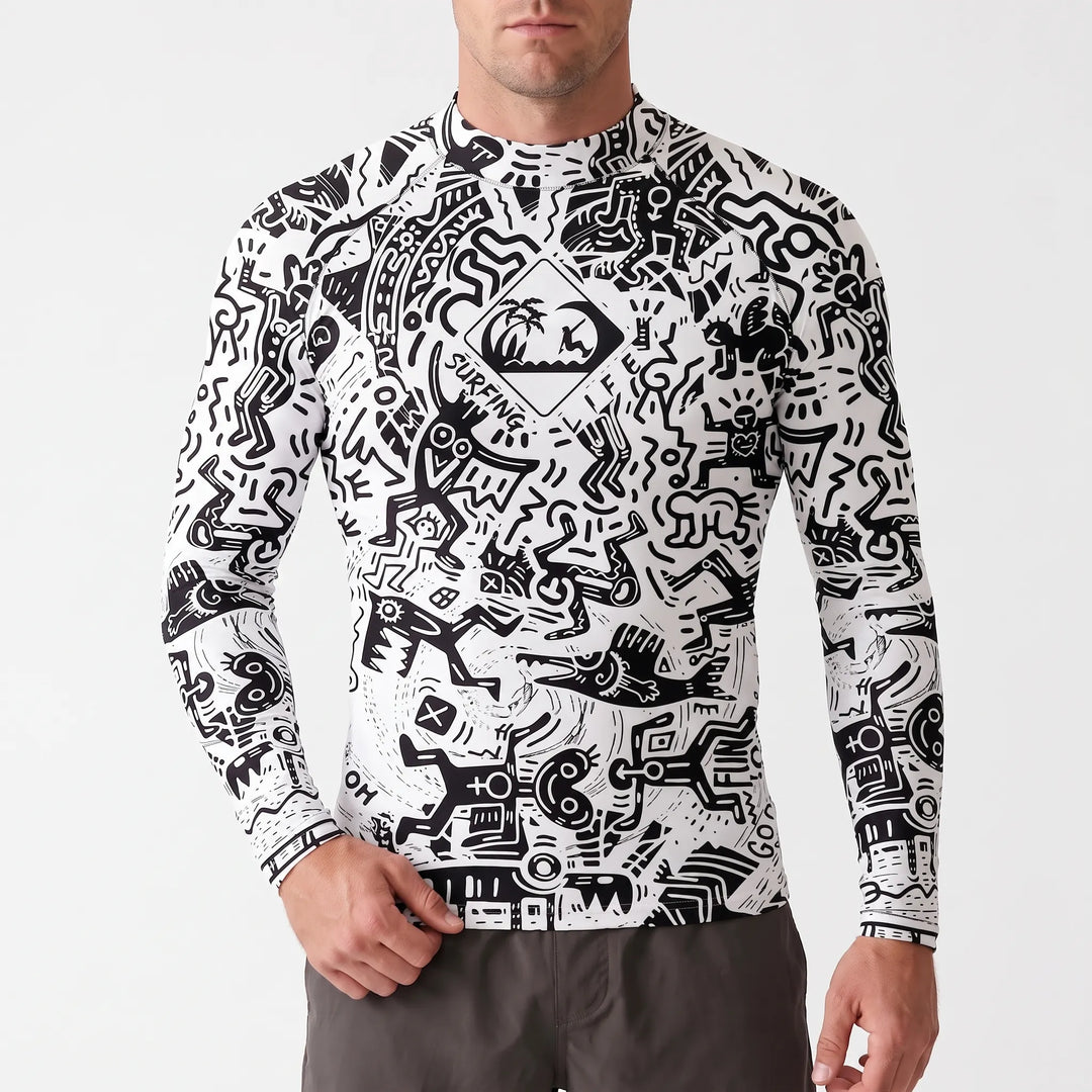 Hochwertiges Herren Schwimmshirt Langarm mit UV-Schutz für optimalen Schutz beim Outdoor-Sport.