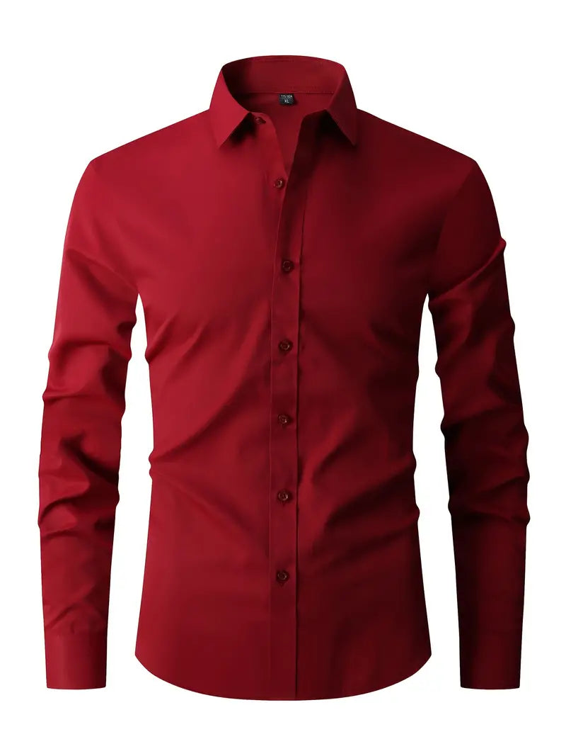 Herren Businesshemd, smart casual. Modernes Langarmhemd in klassischer Farbe, ideal für Büro & Abend.