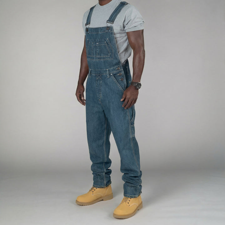 Trendiger Herren Jumpsuit im Streetwear-Stil mit Spleißdetails; cooler Gesamt-Overall für urbane Mode.