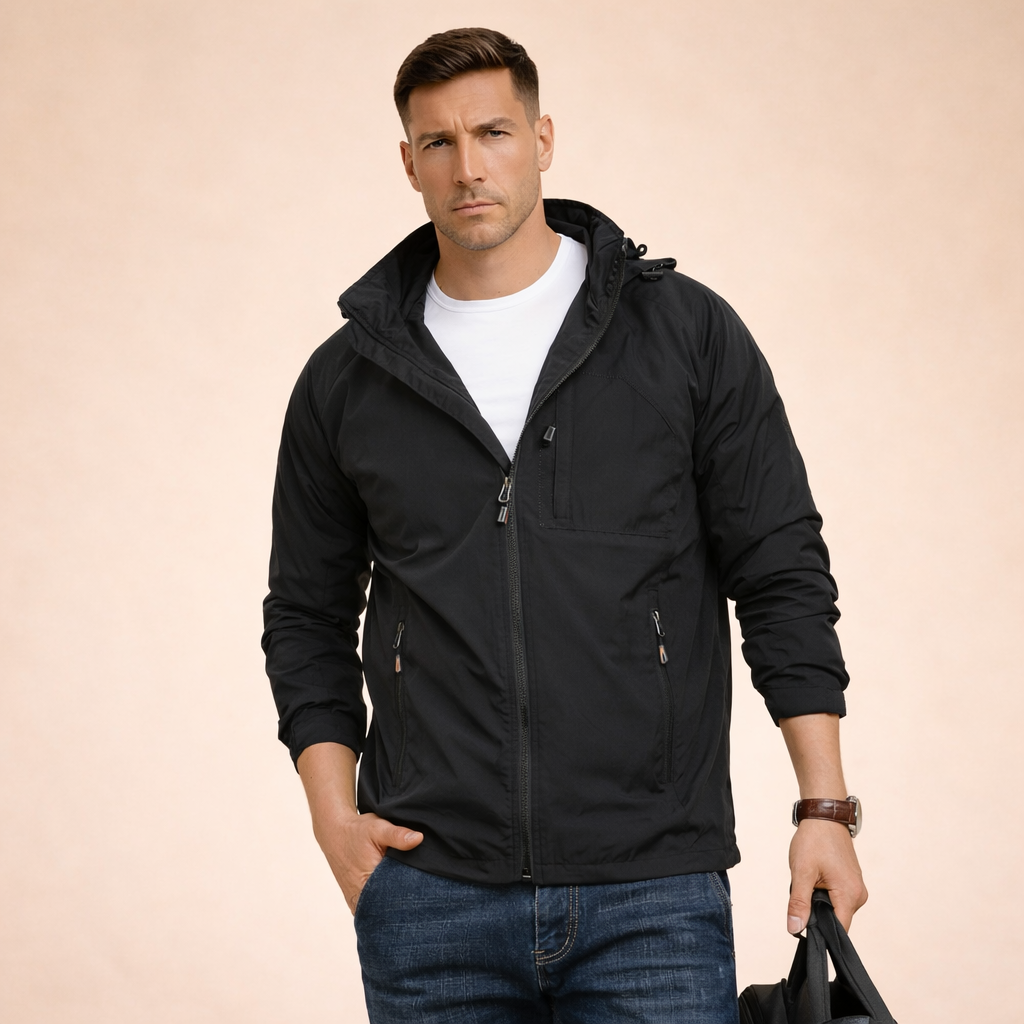 Seitenansicht Herren Übergangsjacke, leicht & modern, bequemer Regular Fit für Frühling & Herbst.