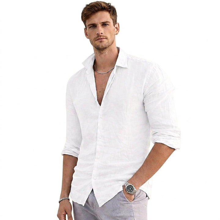 Klassisches Langarmhemd für Herren mit Knopfleiste, perfekt für einen entspannten Freizeit-Look.