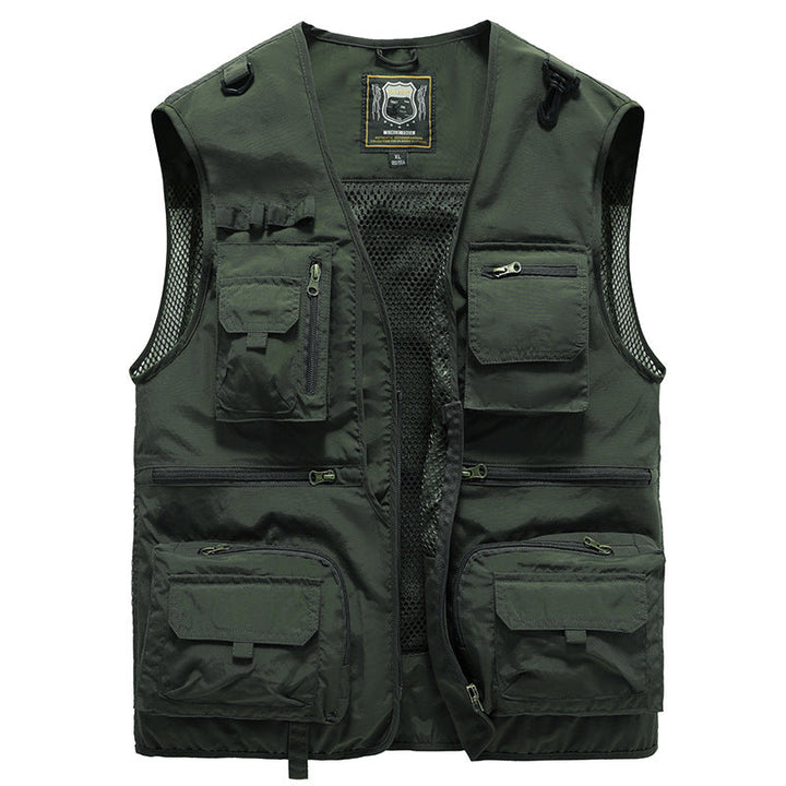 Robuste Herren Outdoor Weste mit Multitaschen, perfekt für Angeln & Wandern.