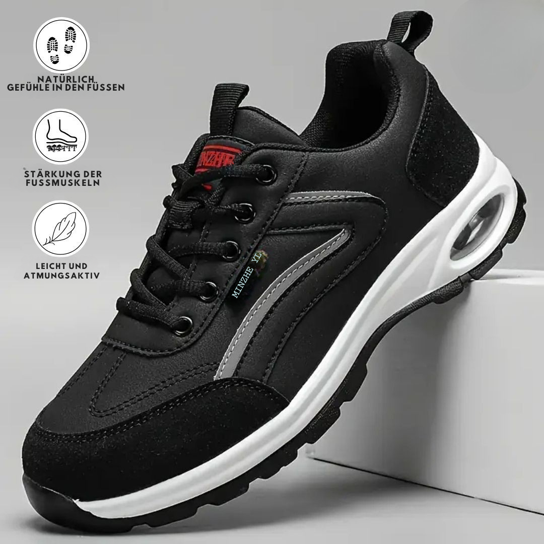 Orthopädische Herrenschuhe mit breiter Zehenbox, atmungsaktiv, unterstützen gesunde Füße den ganzen Tag.