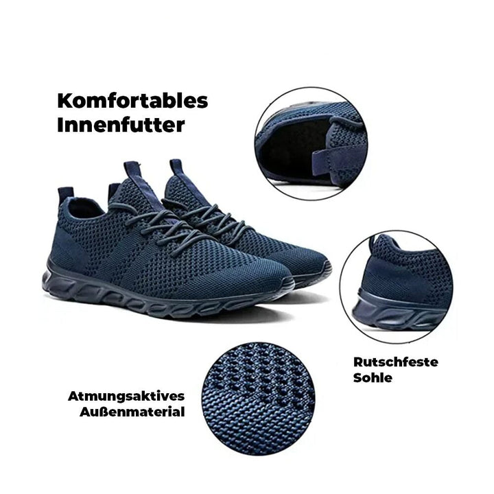 Mann in bequemen orthopädischen Herren Sportschuhen, vielseitige Freizeitschuhe für jeden Tag.