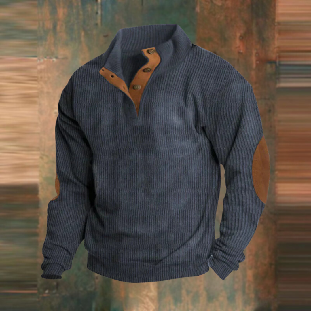 Stilvoller Herren Casual Pullover mit Reißverschluss. Warmer Retro-Strick für die Herbstmode, als Langarmshirt.