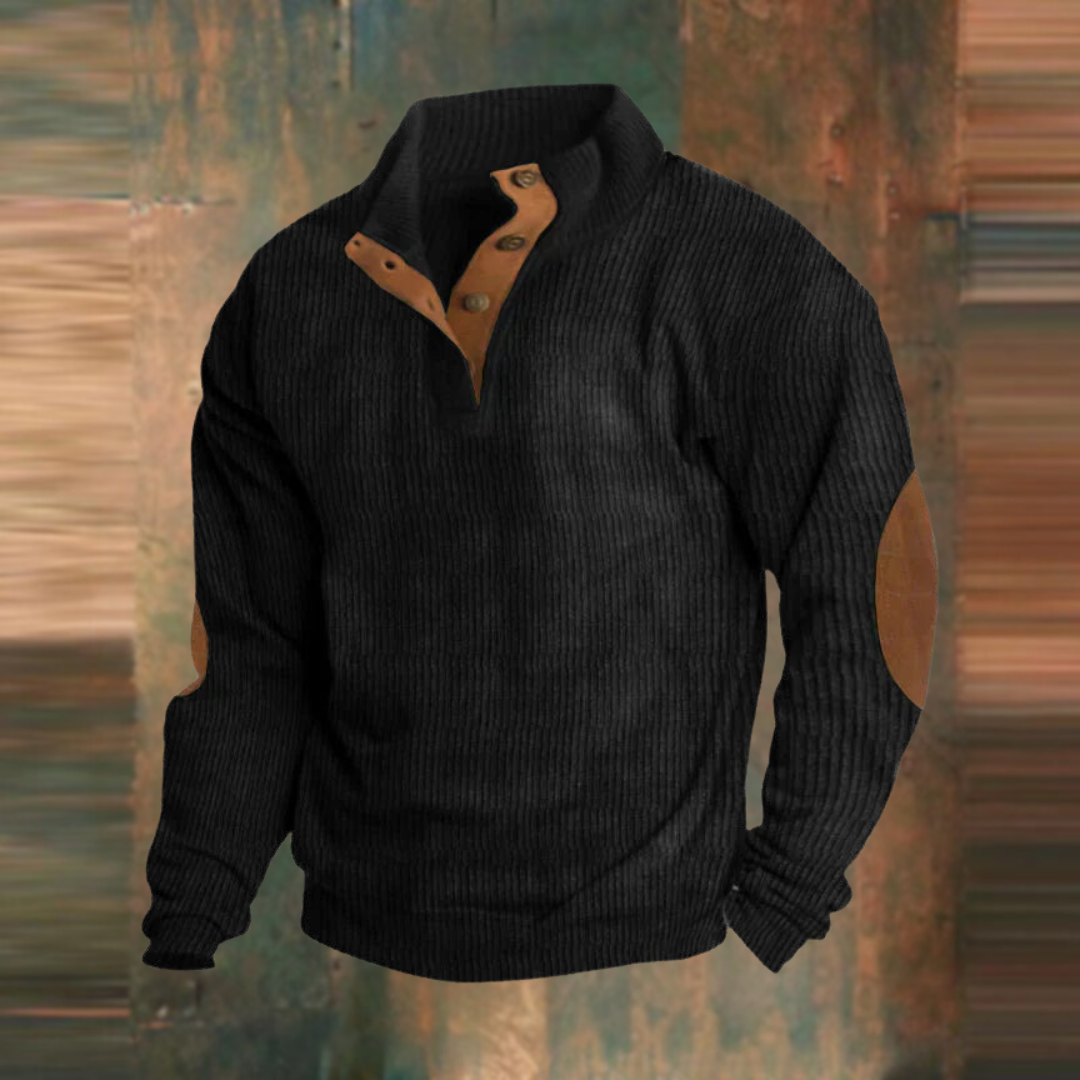 Warmer Herren Strickpullover im Retro-Stil mit Halbreißverschluss. Ideal für Herbstmode & komfortable Freizeit.