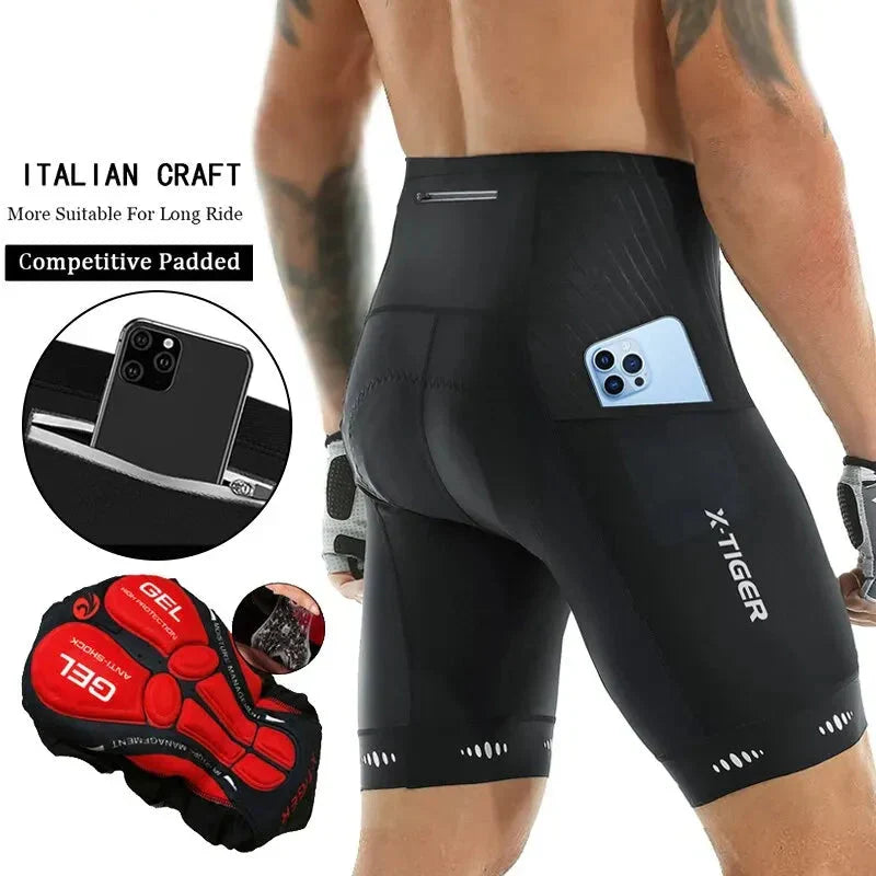 Ergonomisches Gelpolster der Herren Radhose für schmerzfreie lange Radtouren; optimale Dämpfung beim Radfahren.
