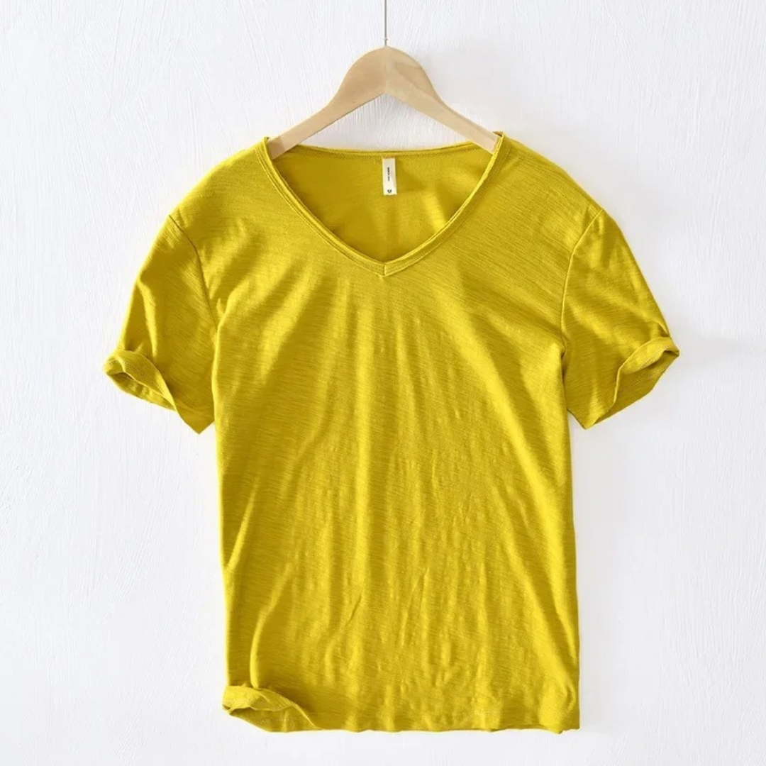 Zeitloses Herren T-Shirt mit Rundhals und Kurzarm, bequem & langlebig. Das ideale Basic Shirt für casual Herrenmode.