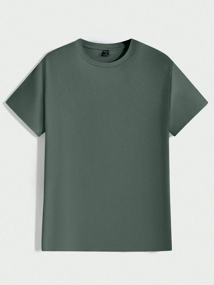 Vielseitiges Herren Rundhals Basic T-Shirt mit feiner Struktur, für Casual & Freizeit.