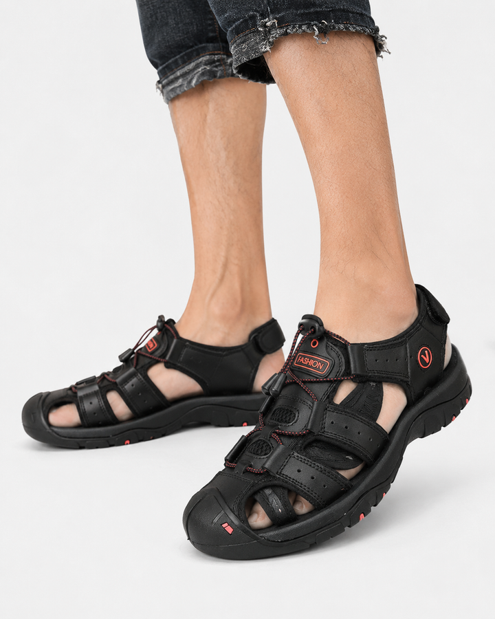 Hochwertige Herren Freizeitsandalen aus atmungsaktivem Material, robust & langlebig für lange Reisen.