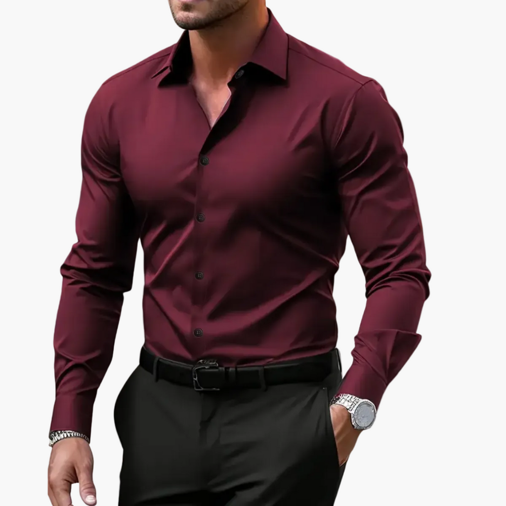 Elegantes Slim-Fit Business Hemd für Herren, Langarm mit klassischem Kragen, schick und modern.