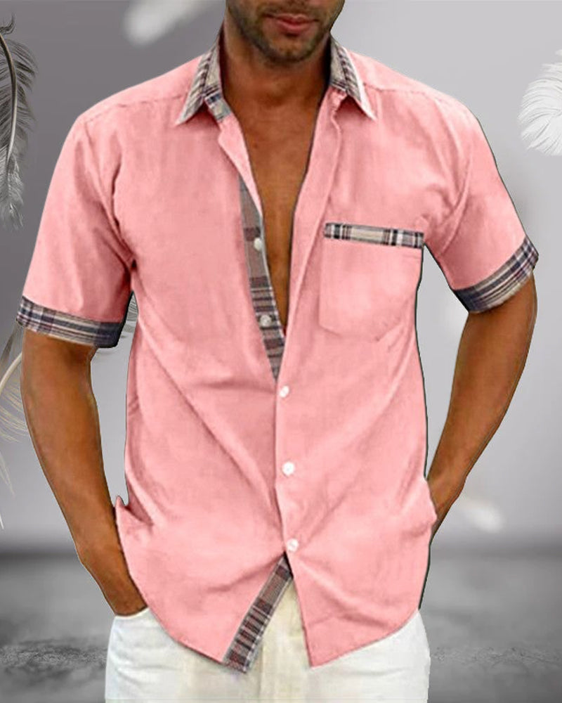Smartes Herren Kurzarmhemd Slim Fit, ideal für Freizeit, Urlaub und semi-formelle Outfits.