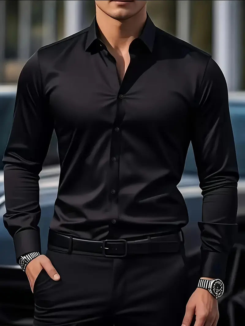 Herren Slim Fit Langarmhemd, elegant & bequem. Ideal für Business & Freizeit.