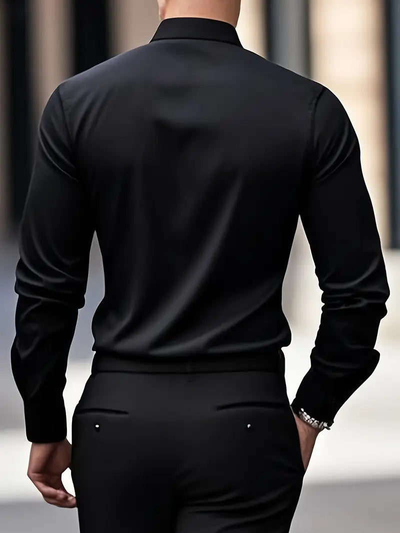 Elegantes Herren Langarmhemd, Slim Fit, vielseitig für Business & gehobene Freizeit.