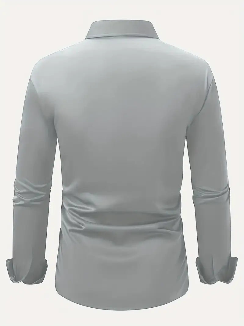 Modernes Slim Fit Langarmhemd für Herren mit klassischem Kragen, stilvoll und zeitlos.