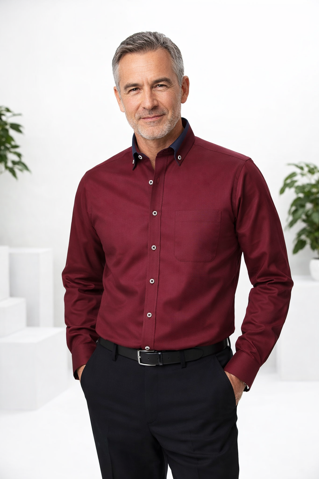Atmungsaktives Herren Langarmhemd, Slim Fit. Komfortabel für lange Bürotage oder Freizeit.