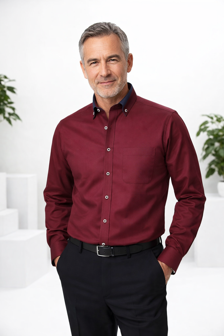 Atmungsaktives Herren Langarmhemd, Slim Fit. Komfortabel für lange Bürotage oder Freizeit.