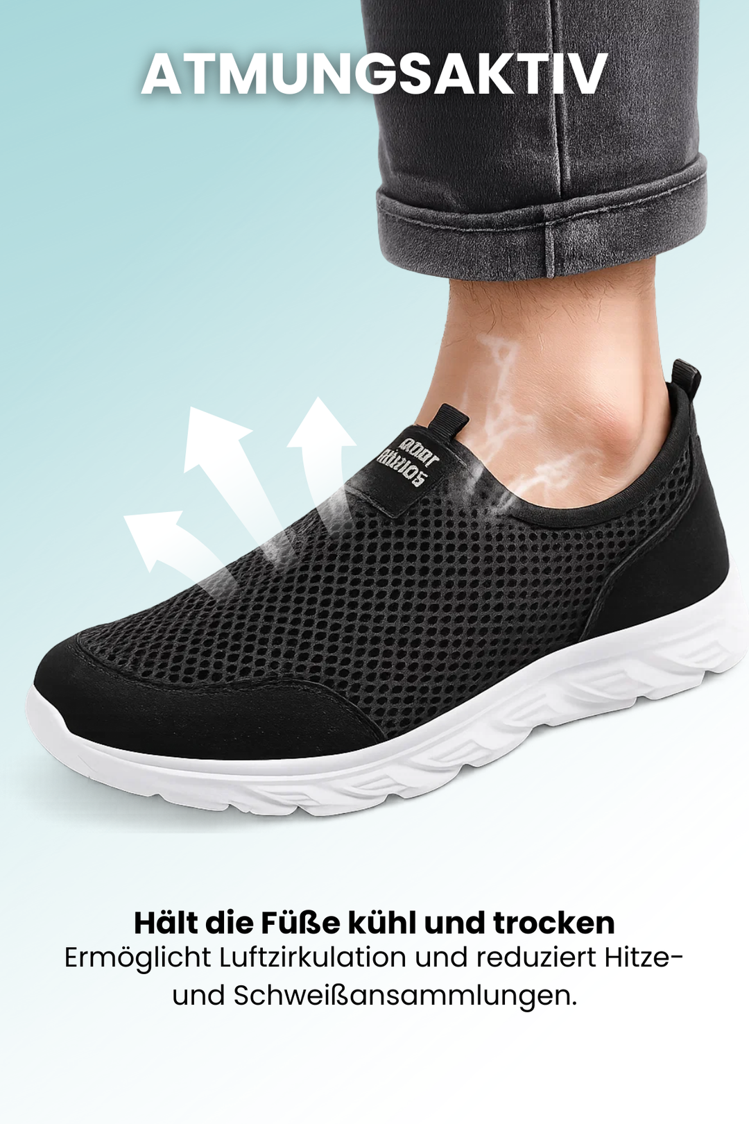 Rutschfeste, leichte Herren Slip-On Sneakers mit atmungsaktivem Obermaterial für höchsten Tragekomfort.