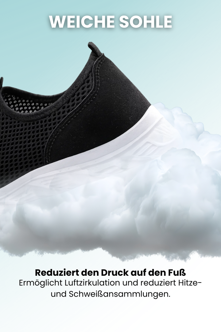 Seitliche Ansicht der modernen Herren Slip-On Sneakers, atmungsaktiv, leicht und ideal für Sommer.