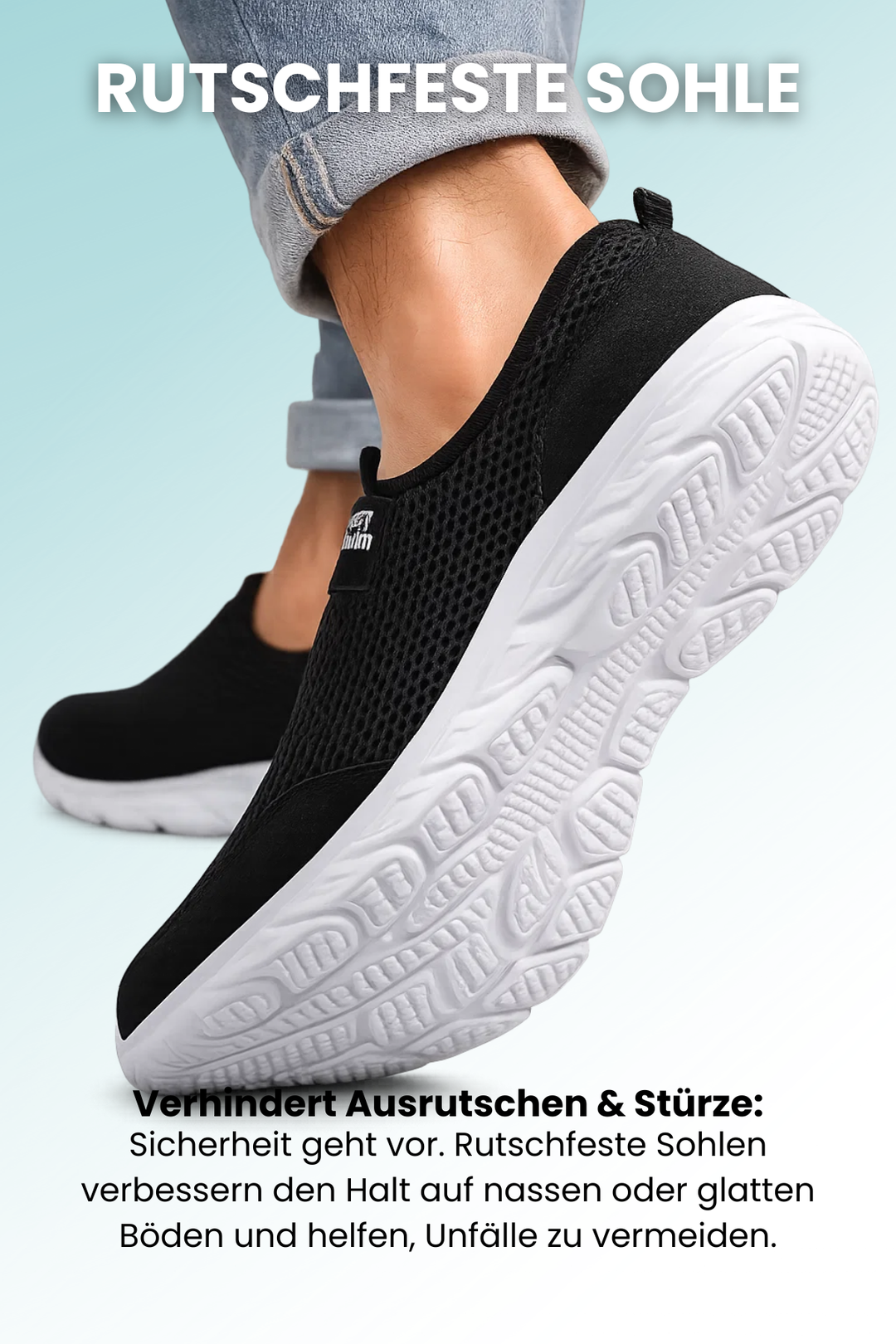 Ansicht von oben: Atmungsaktive Herren Slip-On Sneakers, leicht und bequem, perfekt für lange Tage.
