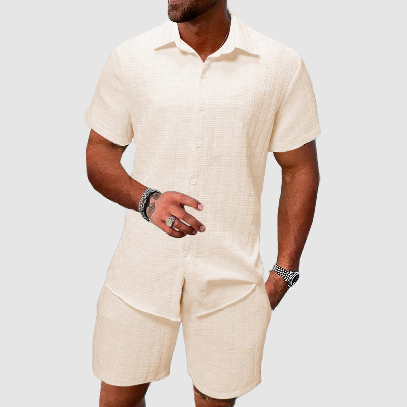 Herren Sommer Freizeitset: Kurze Hose & Hemd. Ideal für Urlaub, Strand & entspannte Tage. Modern & bequem.