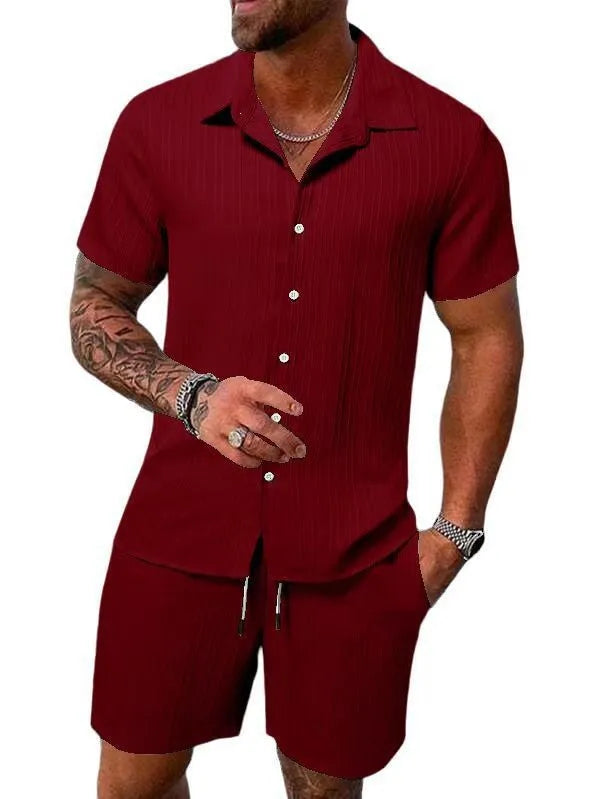 Lässiger Herren Zweiteiler in modernem Struktur-Look. Das ideale Sommer-Set für Männer.