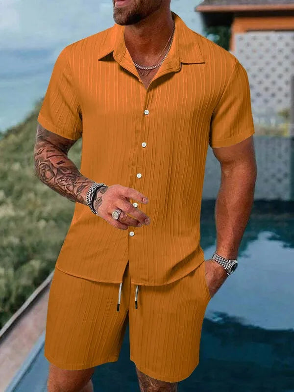 Herren Kurzarm Hemd im Struktur-Look, essenzieller Bestandteil des bequemen Sommer Sets.
