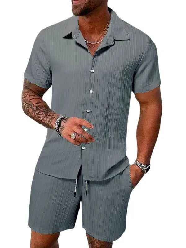Lockere Herren Freizeit-Shorts mit Strukturmuster, ideal für warme Sommermonate.