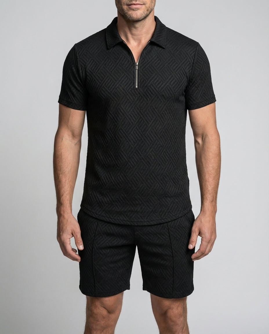 Herren Sommer Zweiteiler Set: bequemem Kurzarmhemd und passenden Shorts für entspannte Freizeit- und Strandtage.