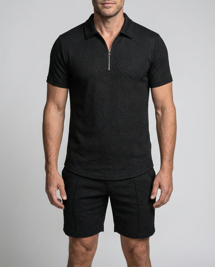 Herren Sommer Zweiteiler Set: bequemem Kurzarmhemd und passenden Shorts für entspannte Freizeit- und Strandtage.