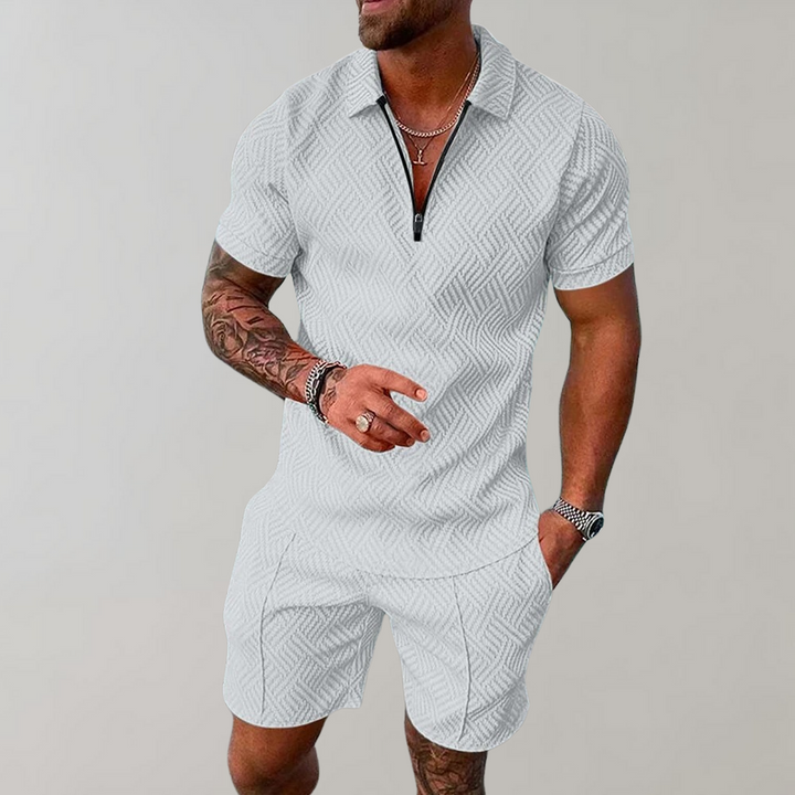 Bequeme Shorts aus Herren Sommer Zweiteiler Set, ideal für Strand, Freizeit und entspannte Sommeroutfits.
