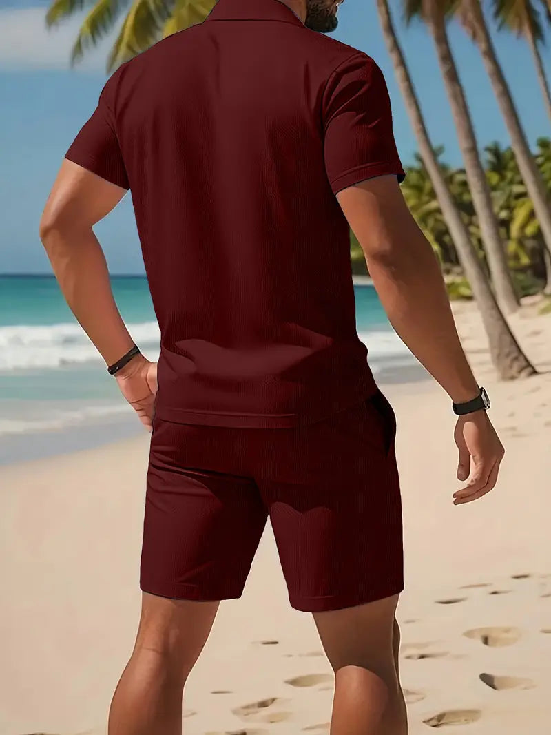 Strandmode Herren Zweiteiler, atmungsaktiv und schnelltrocknend für den Urlaub.