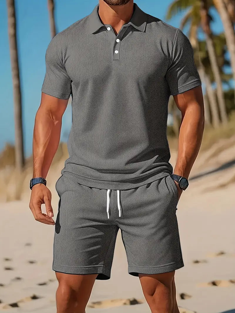 Herren Freizeitanzug aus weichem Stoff, atmungsaktiv & perfekt für den Sommer.