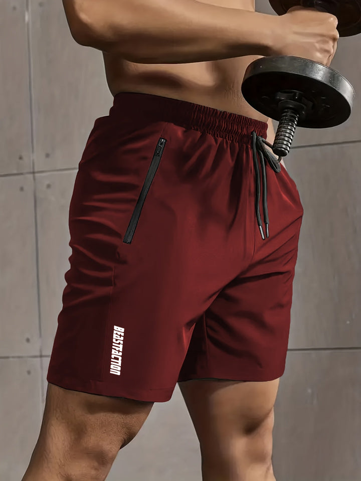 Herren Sportshorts mit praktischen Reißverschlusstaschen für Fitness & Workout. Bequem & atmungsaktiv.