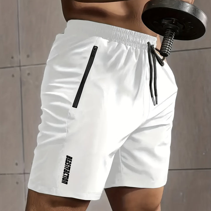 Herren Laufshorts mit Reißverschlusstaschen, ideal für sommerliche Läufe & Fitness.