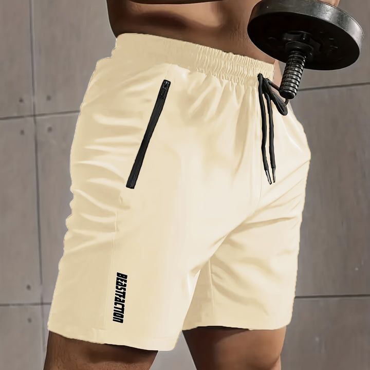 Praktische Herren Sportshorts mit Reißverschlusstaschen für Fitness, Gym und Outdoor-Sport.
