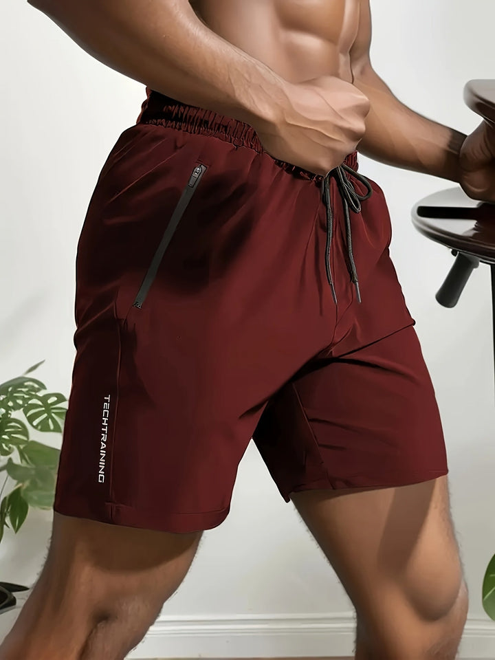 Robuste Herren Laufshorts mit Reißverschlusstaschen für optimalen Komfort & Performance.