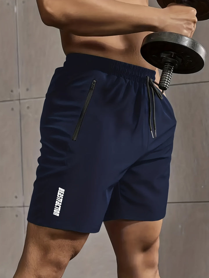 Moderne Herren Gym-Shorts mit atmungsaktivem Stoff und Reißverschlusstaschen. Ideal für Sport.