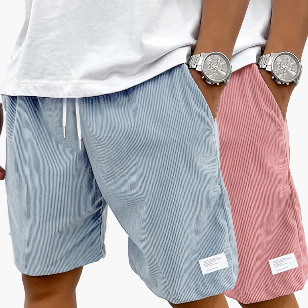 Textur-Nahaufnahme der Herren kurze Hose, weicher Stoff für maximalen Freizeitkomfort.