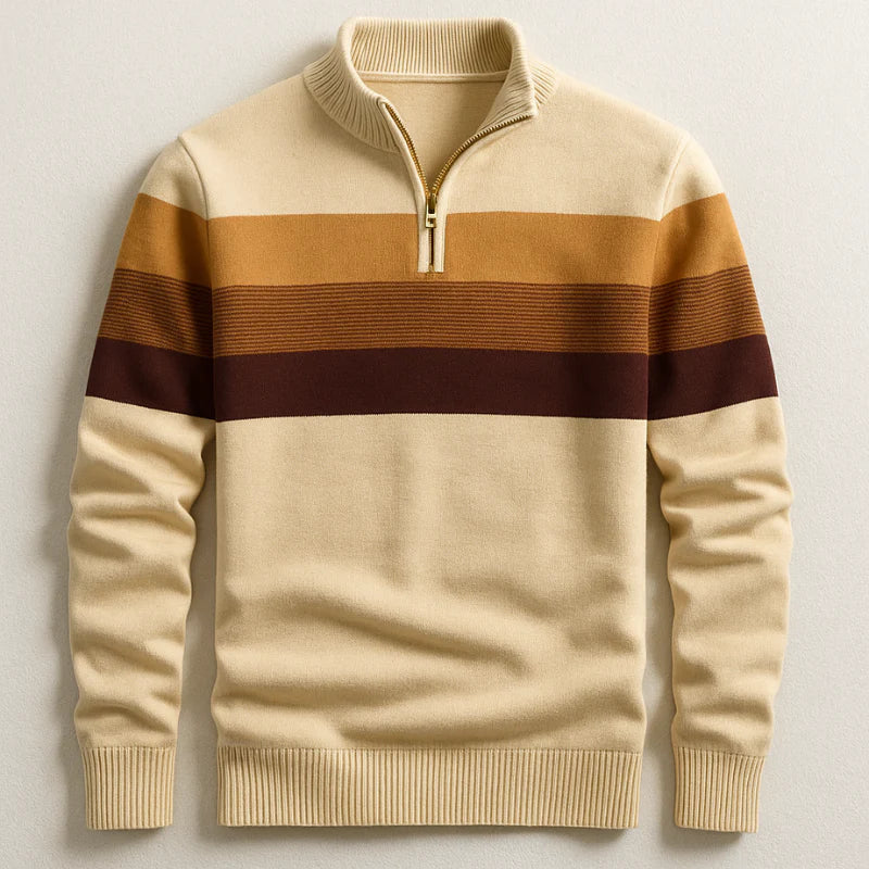 Maritimer Streifenpullover für Herren: Hochwertiger Langarm-Pullover mit Reißverschluss, bietet Komfort und Stil für jeden Tag.