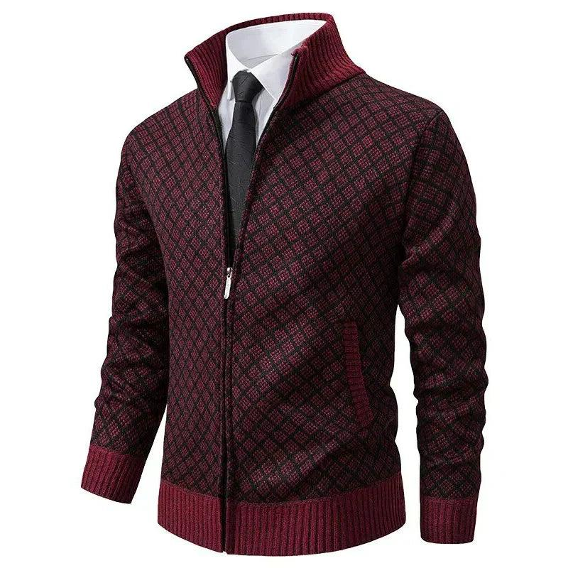 Vielseitige Herren Strickjacke mit Reißverschluss und Stehkragen. Ideal als lässiges Oberteil für Männer.