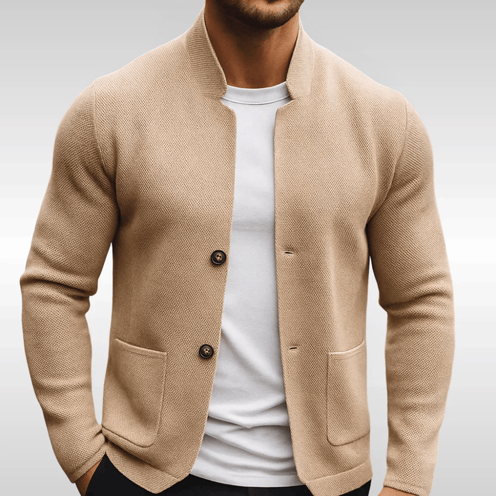 Bequeme Herren Strukturstrick Jacke für Herbstmode, elegant und vielseitig. Ideal für Business Casual Outfits.