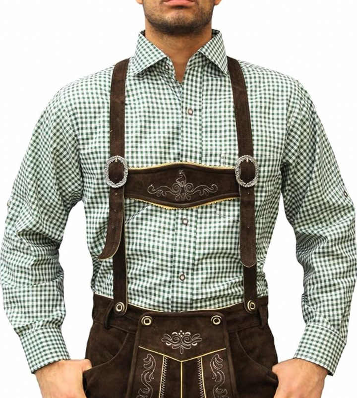 Herren Trachtenhemd Langarm für Oktoberfest, traditionell bayerisch. Festlicher Look, ideal zur Lederhose.