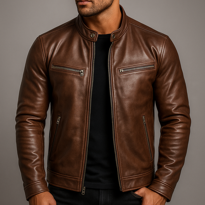Modische Herren Vintage Jacke, schwarz, mit Reißverschluss. Trendige Übergangsjacke mit Taschen.