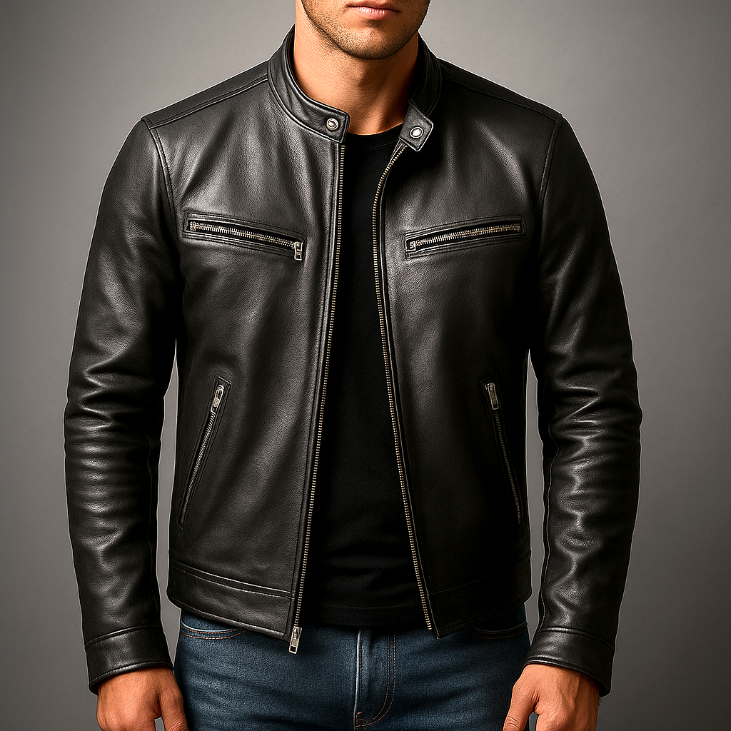 Stilvolle Herren Oberbekleidung: grüne Vintage Jacke mit Reißverschluss & praktischen Taschen.