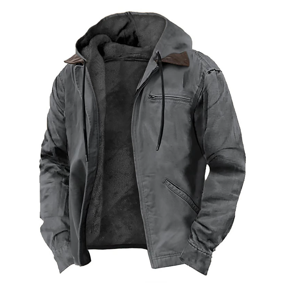 Herren Vintage Winterjacke, warme Bomberjacke mit hohem Kragen und Knopfleiste für kühle Tage.