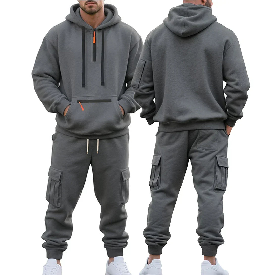 Sportliches Herrenmode-Set: Gemütlicher Hoodie & warme Jogginghose, perfekt für Sport und zu Hause.